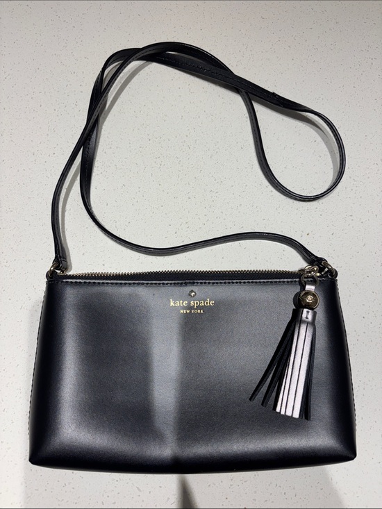 kate spade Handbags - kate spade Black Leather Slim Crossbody with Gold Logo